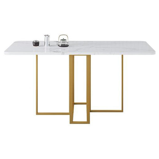 Mesa de comedor rectangular plegable de 59 '' en mesa moderna y moderna blanca con base de caballete