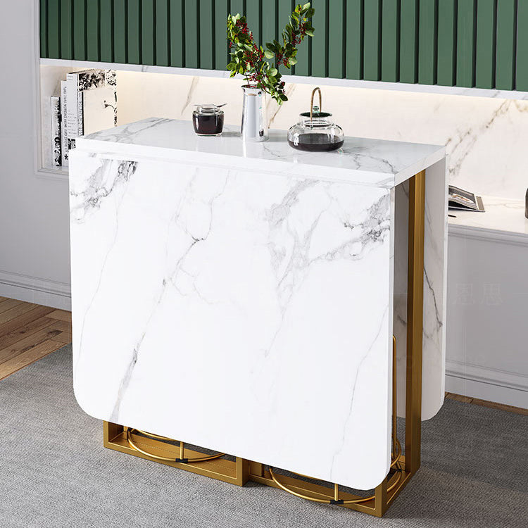 Mesa de comedor rectangular plegable de 59 '' en mesa moderna y moderna blanca con base de caballete