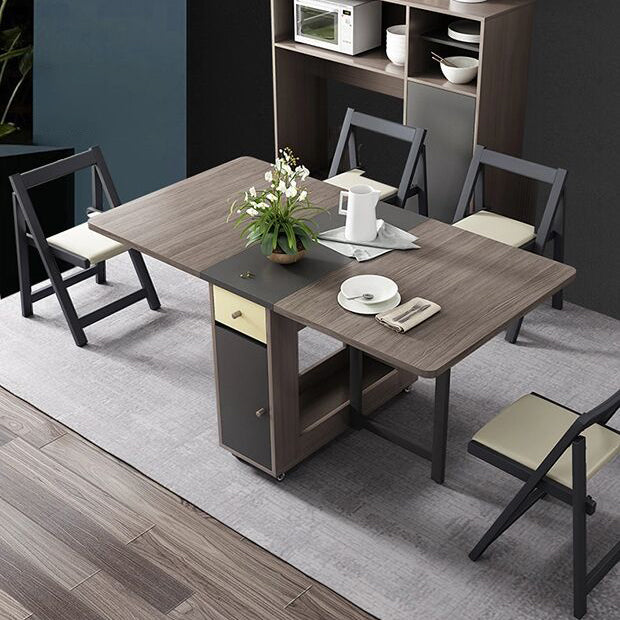 Mesa de madera plegable en la mesa rectangular moderna medieval gris con base de caballete de almacenamiento