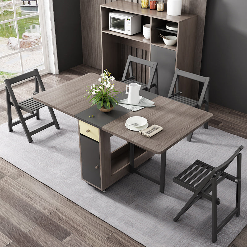 Mesa de madera plegable en la mesa rectangular moderna medieval gris con base de caballete de almacenamiento