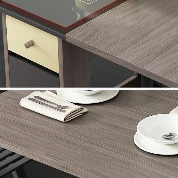 Mesa de madera plegable en la mesa rectangular moderna medieval gris con base de caballete de almacenamiento