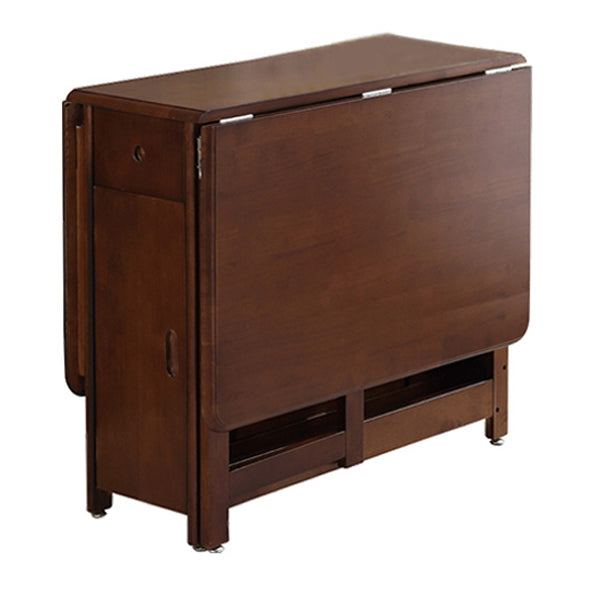 Mid-Century Modern Dining Table Rubberwood Solid Wood Table with Wood Base