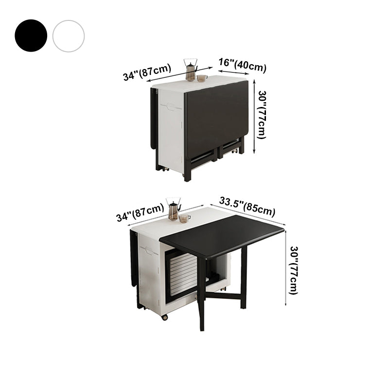 Mid-Century Modern Dining Table Rectangle Rubberwood Drop-Leaf Dining Table for Home Use