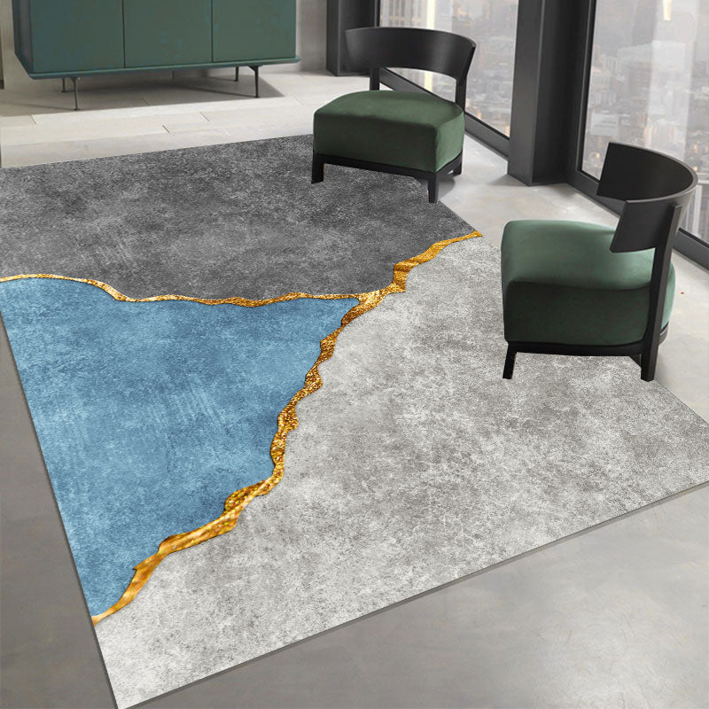 Modern Living Room Carpet Abstract Pattern Area Rug Polyester Washable Carpet with Non-Slip Backing