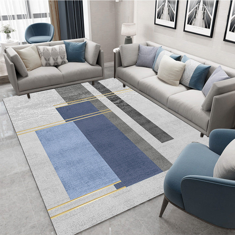 Gray Tone Washable Carpet Leisure Geometric Area Rug Stain Resistant Polyester Rug for Living Room