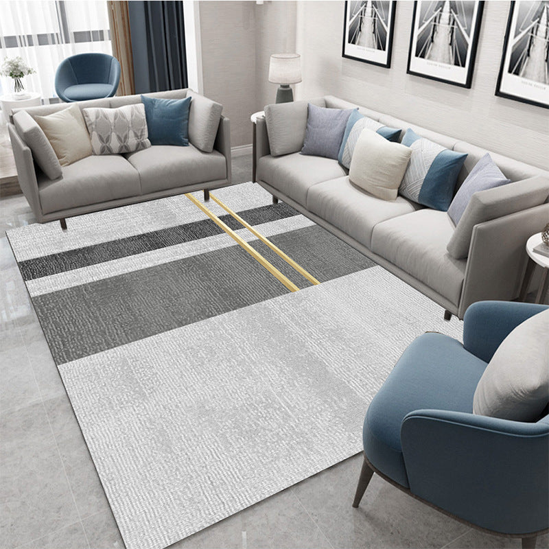 Gray Tone Washable Carpet Leisure Geometric Area Rug Stain Resistant Polyester Rug for Living Room