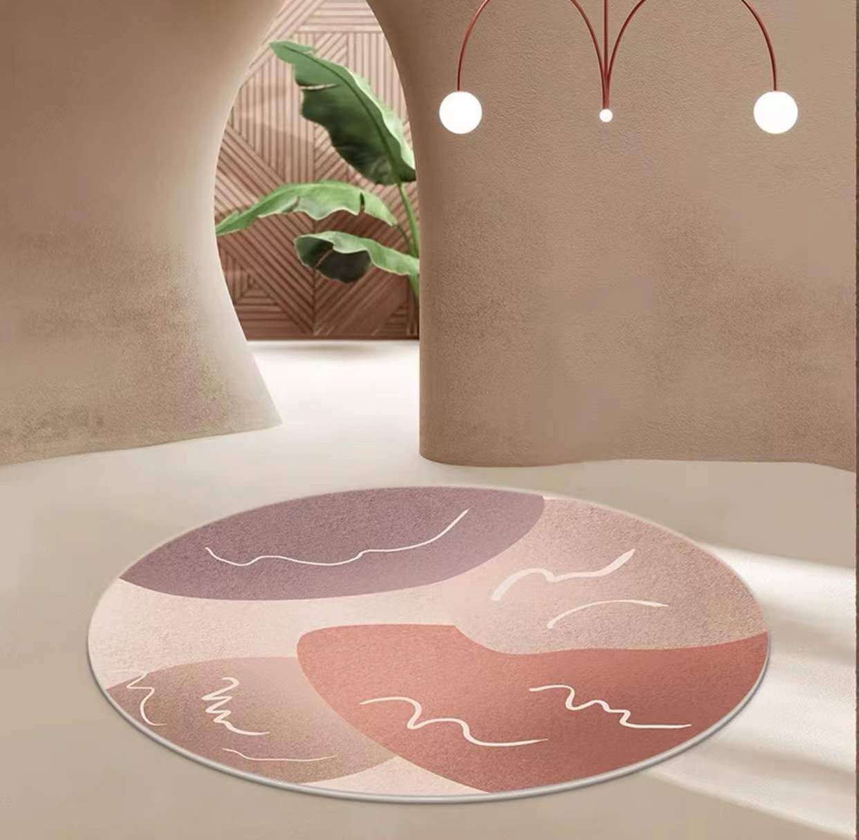 Runder nordischer Innenteppich moderner Morandi Farbe Polyester Fleckenresistent Fläche Teppich für Wohnzimmer