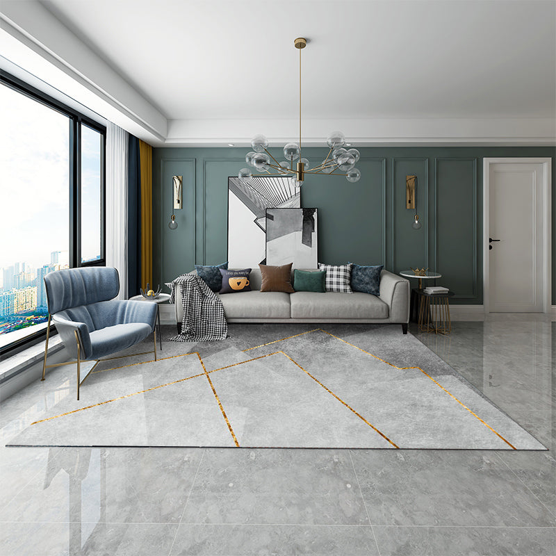 Fancy Grau Area Teppich Geometrisches Muster Polyesterbereich Teppich nicht rutscher Backing Teppich für Wohnkultur