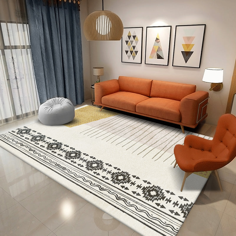 Stylish Modern Rug Color Block Polyester Area Rug Non-Slip Backing Area Carpet for Home Decor