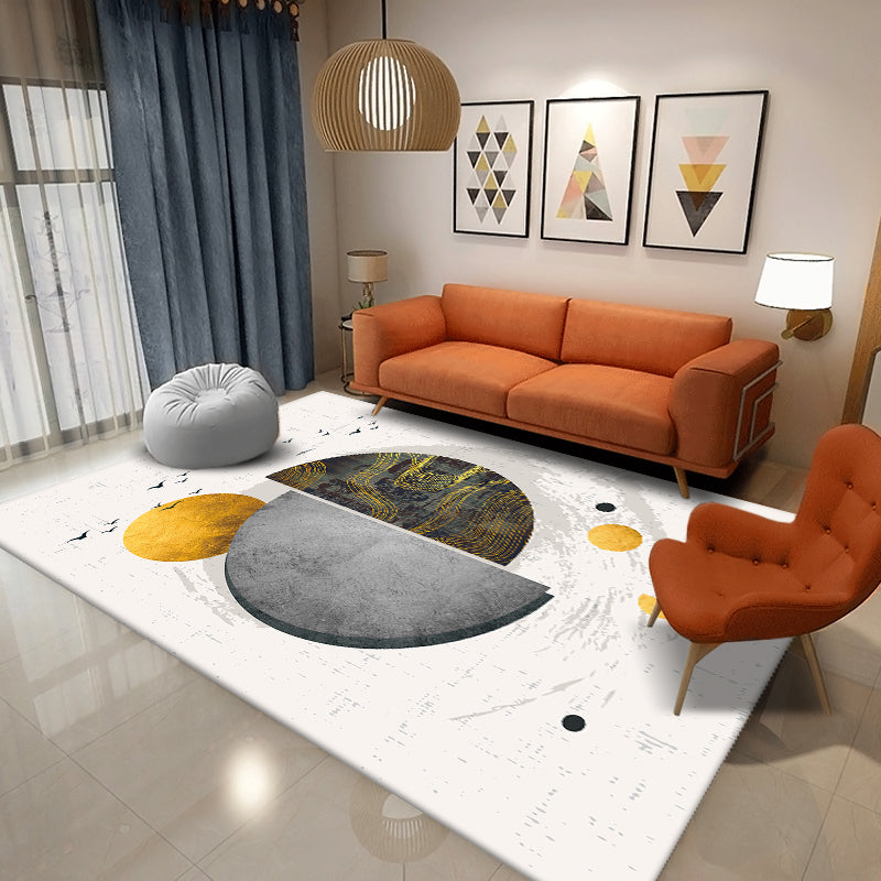 Stylish Modern Rug Color Block Polyester Area Rug Non-Slip Backing Area Carpet for Home Decor