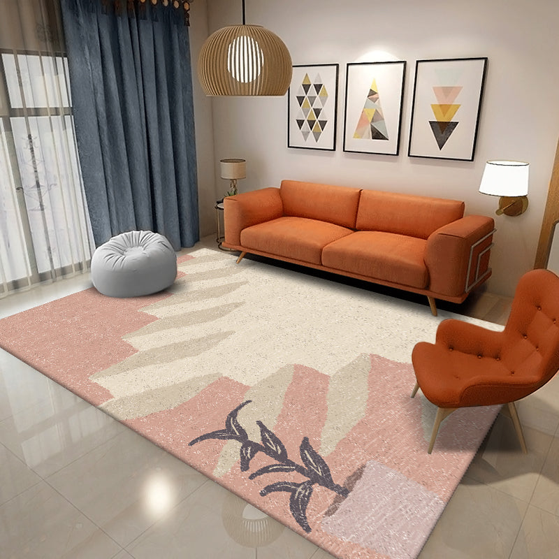 Stylish Modern Rug Color Block Polyester Area Rug Non-Slip Backing Area Carpet for Home Decor
