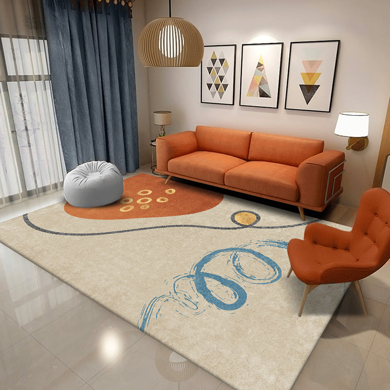 Stylish Modern Rug Color Block Polyester Area Rug Non-Slip Backing Area Carpet for Home Decor