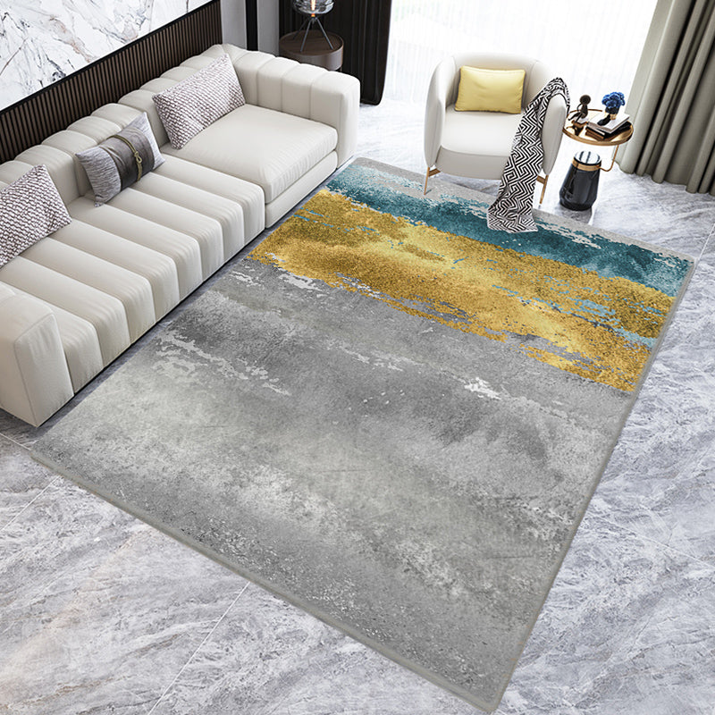 Fancy Modern Rug Grey Geometric Print Area Rug Polyester Stain Resistant Rug for Home Decor