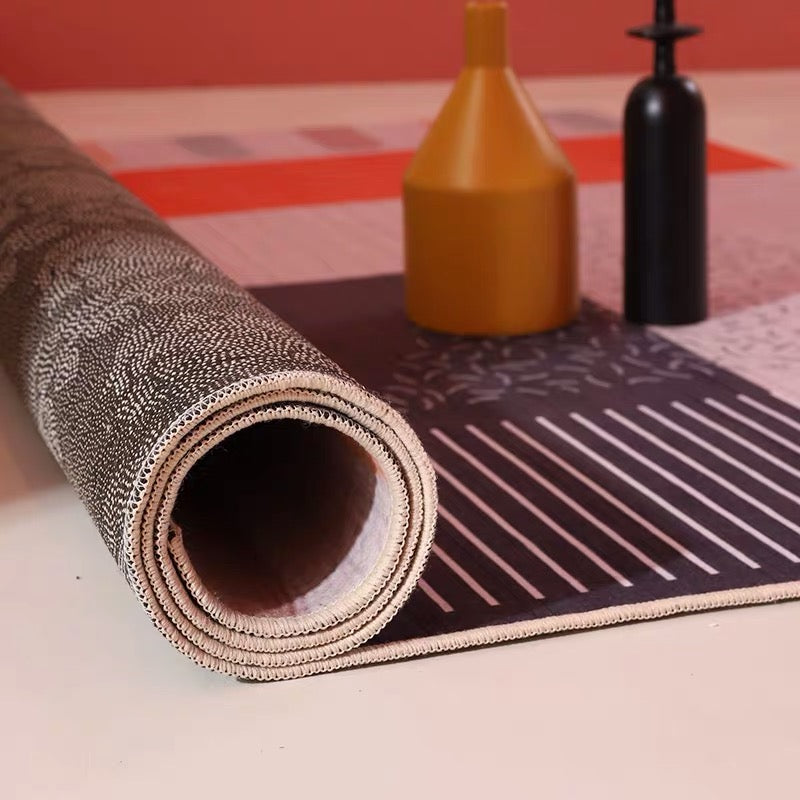 Stylish Modern Rug Grey Polyester Area Rug Geometric Pattern Non-Slip Backing Rug for Bedroom