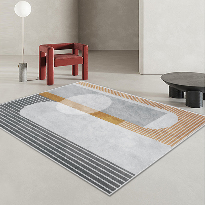 Chic Modern Area Rug Geometric Pattern Polyester Area Carpet Non-Slip Backing Rug for Living Room