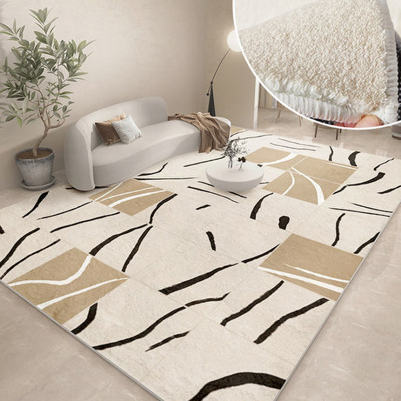 Khaki Modern Area Rug Color Block Polyester Area Carpet Non-Slip Backing Area Rug for Home Decor