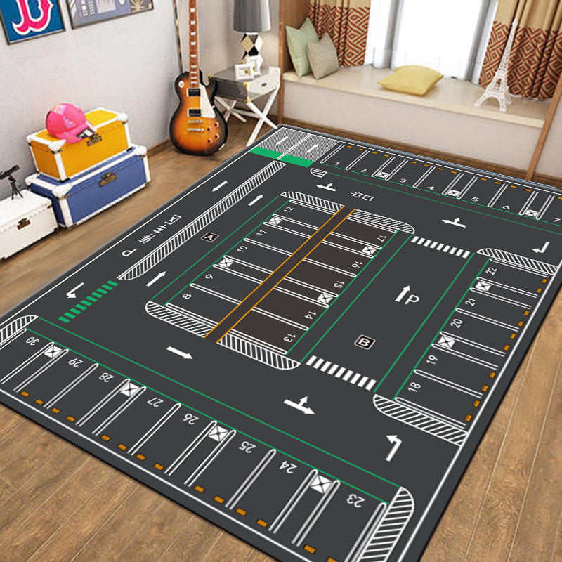 Fancy Modern Area Rug Track Pattern Polyester Area Carpet Stain Resistant Rug for Home Decor