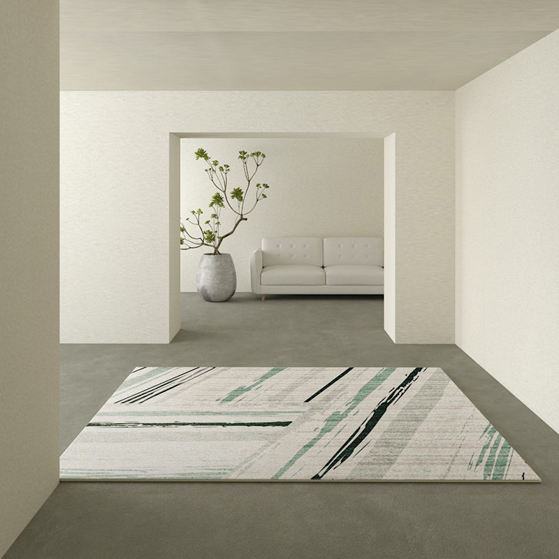 Leisure Area Carpet Modern Stripe Pattern Rug Polyester Washable Carpet with Non-Slip Backing