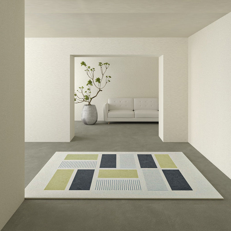 Leisure Area Carpet Modern Stripe Pattern Rug Polyester Washable Carpet with Non-Slip Backing