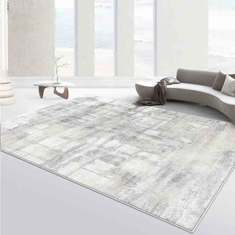 Leisure Gray Tone Rug Simplicity Indoor Rug Washable Polyester Stain Resistant Carpet for Home Decor