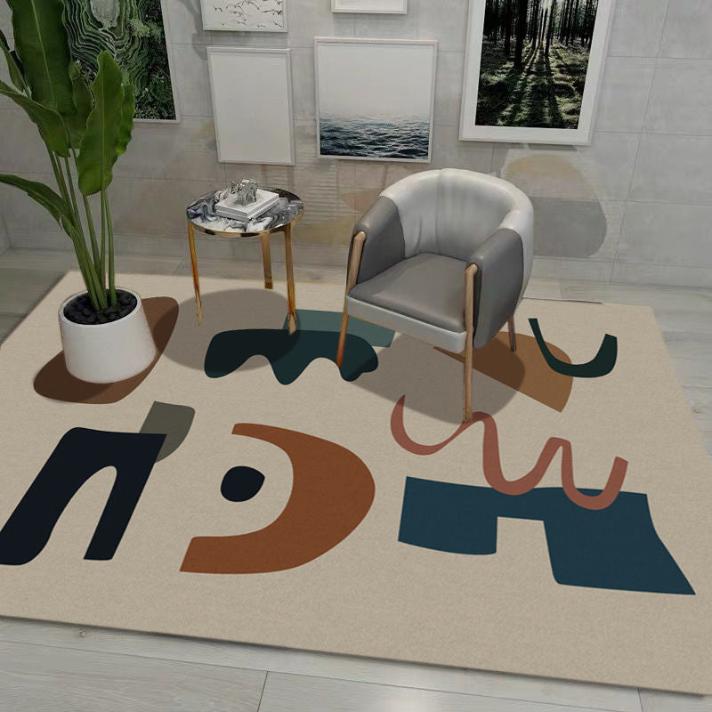 Leisure  Contrast Panel Rug Trendy Polyester Area Rug Non-Slip Backing Rug for Living Room