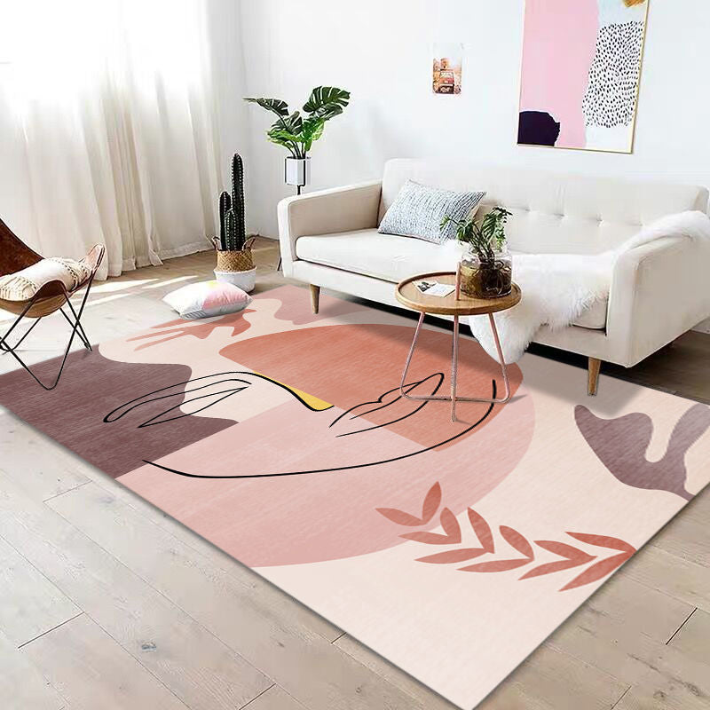 Leisure  Contrast Panel Rug Trendy Polyester Area Rug Non-Slip Backing Rug for Living Room