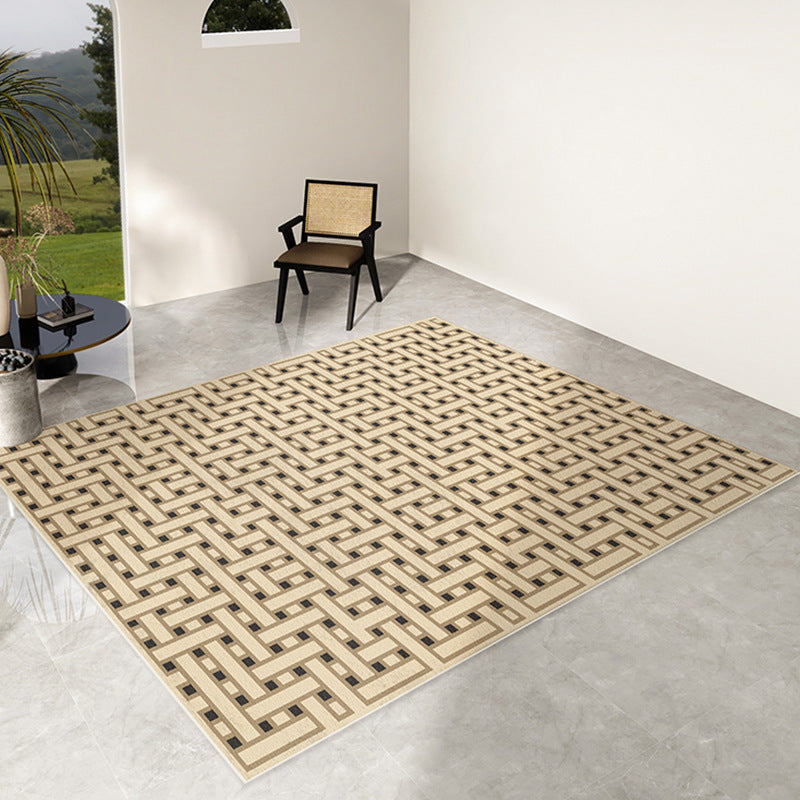 Modern Living Room Carpet Trendy Contrast Panel Rug Polyester Indoor Rug with Non-Slip Backing