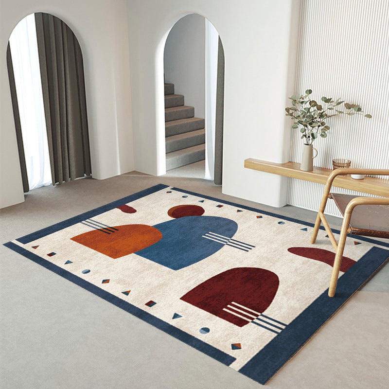 Minimalist Carpet Contrast Panel Carpet Polyester Stain Resistant Area Rug for Living Room