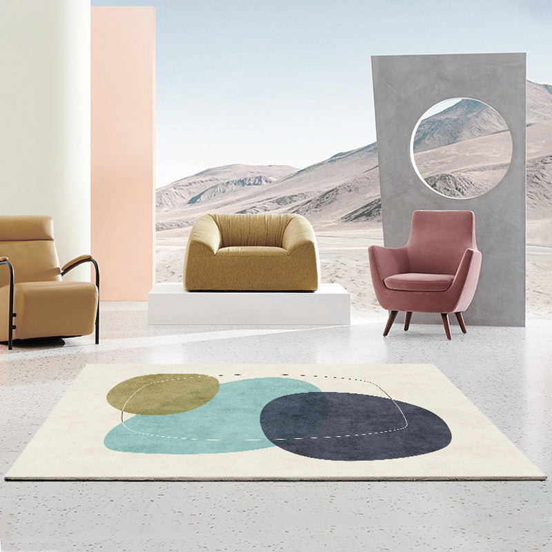 Tapis d'intérieur moderne Panneau de contraste nordique Polyester Tacler la zone résistante à la tache pour le salon