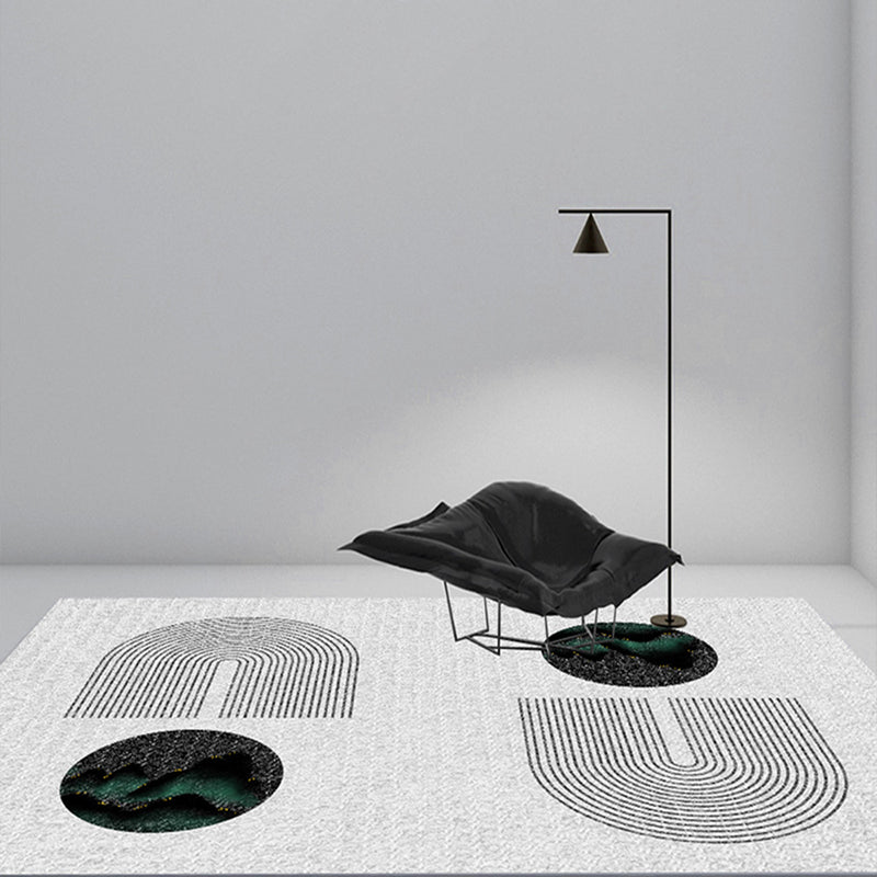 Risque contemporain tapis de contraste Panneau de contraste de tapis lavable Tapis de coloration en polyester pour le salon