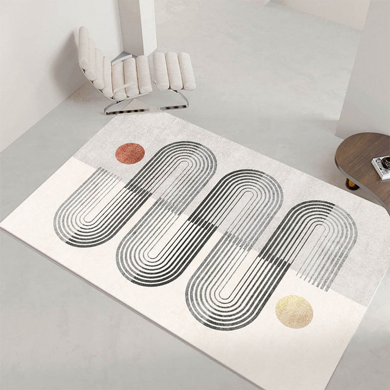 Risque contemporain tapis de contraste Panneau de contraste de tapis lavable Tapis de coloration en polyester pour le salon