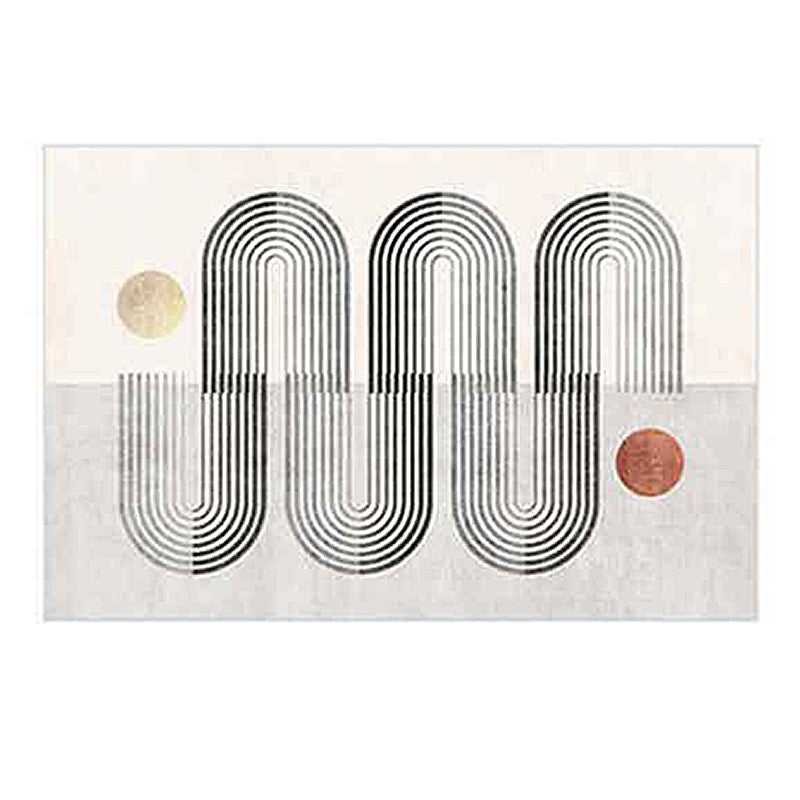 Contemporary Area Rug Contrast Panel Washable Carpet Polyester Stain Resistant Rug for Living Room