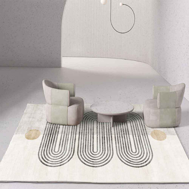 Contemporary Area Rug Contrast Panel Washable Carpet Polyester Stain Resistant Rug for Living Room
