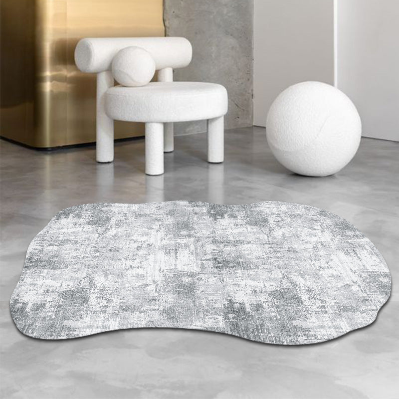 Fancy Grey Area Rug Modern Polyester Area Carpet Tie-Dye Pattern Stain Resistant Rug for Home Decor