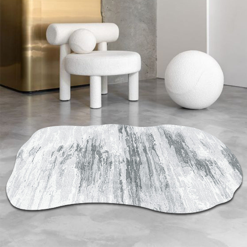Fancy Grey Area Rug Modern Polyester Area Carpet Tie-Dye Pattern Stain Resistant Rug for Home Decor
