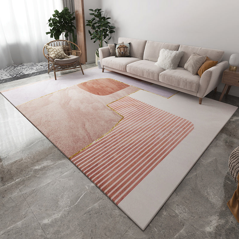 Modern Grey Area Carpet Geometric Pattern Polyester Area Rug Stain Resistant Rug for Living Room