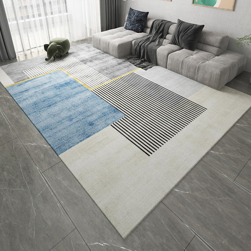 Modern Grey Area Carpet Geometric Pattern Polyester Area Rug Stain Resistant Rug for Living Room