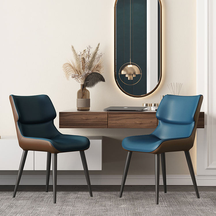 Sillas de comedor de cuero estilo moderno Butacas Parsons con respaldo (juego de 2)