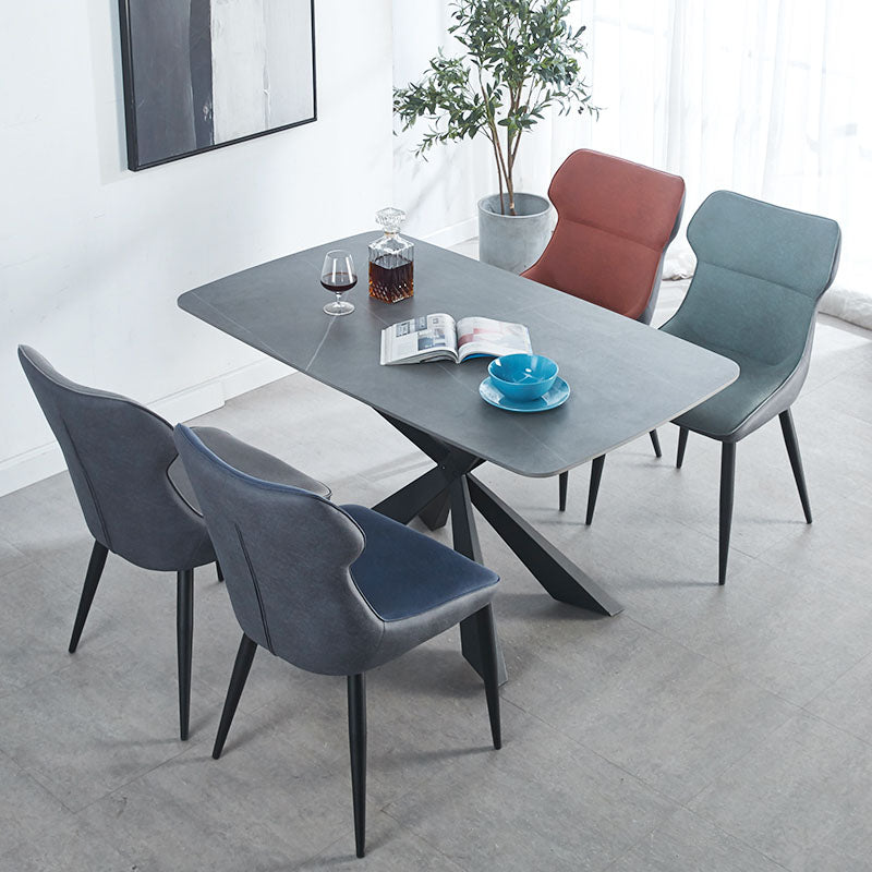 Chaises de salle à manger en faux cuir contemporain chaises sans bras pour cuisine