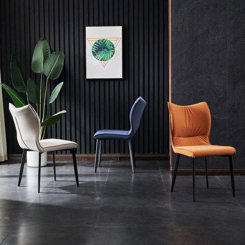 Chaises de salle à manger contemporaines en cuir PU, chaises latérales à dossier solide sans accoudoirs pour usage domestique