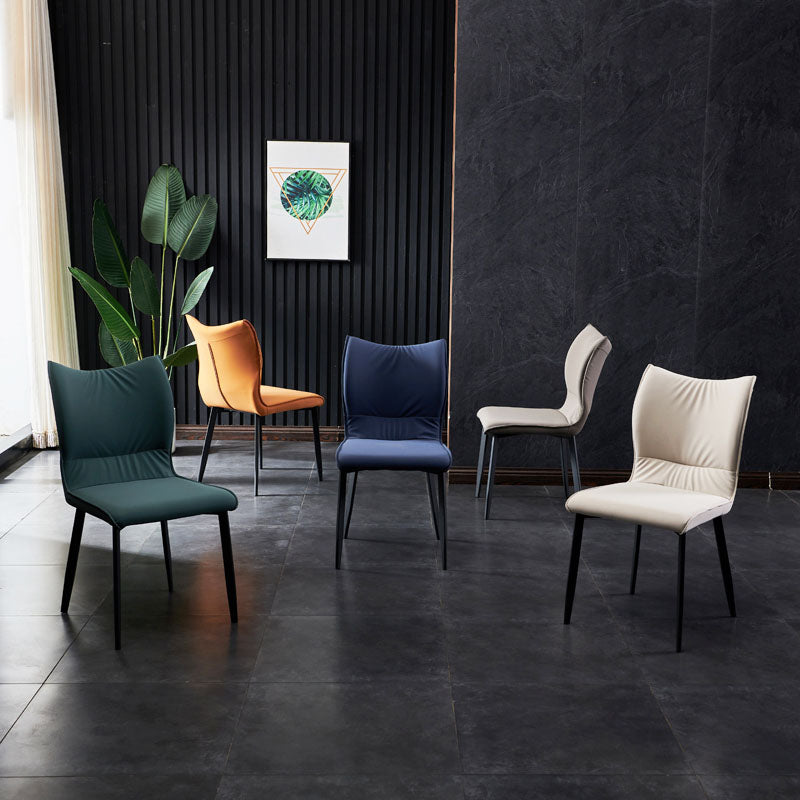 Chaises de salle à manger contemporaines en cuir PU, chaises latérales à dossier solide sans accoudoirs pour usage domestique