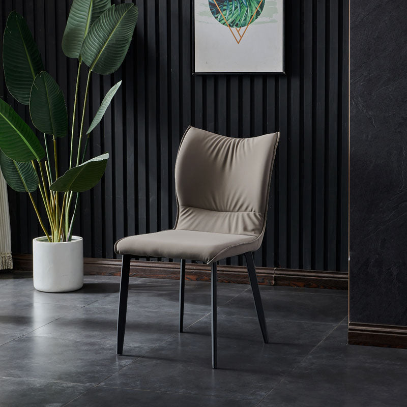 Chaises de salle à manger contemporaines en cuir PU, chaises latérales à dossier solide sans accoudoirs pour usage domestique