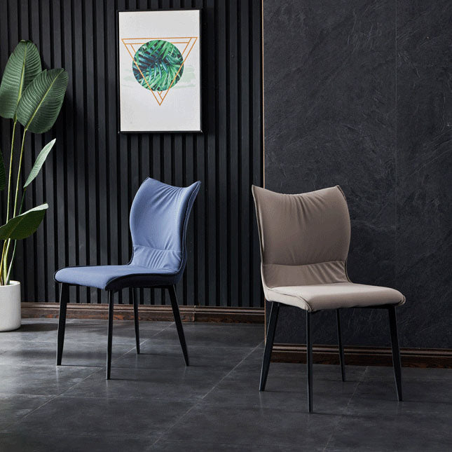 Chaises de salle à manger contemporaines en cuir PU, chaises latérales à dossier solide sans accoudoirs pour usage domestique