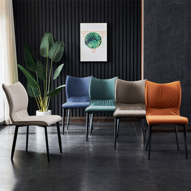 Chaises de salle à manger contemporaines en cuir PU, chaises latérales à dossier solide sans accoudoirs pour usage domestique