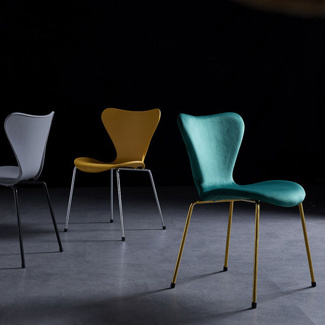 Home Wingback Dining Armless Chairs Indoor Dining Side Chairs with Metal Legs