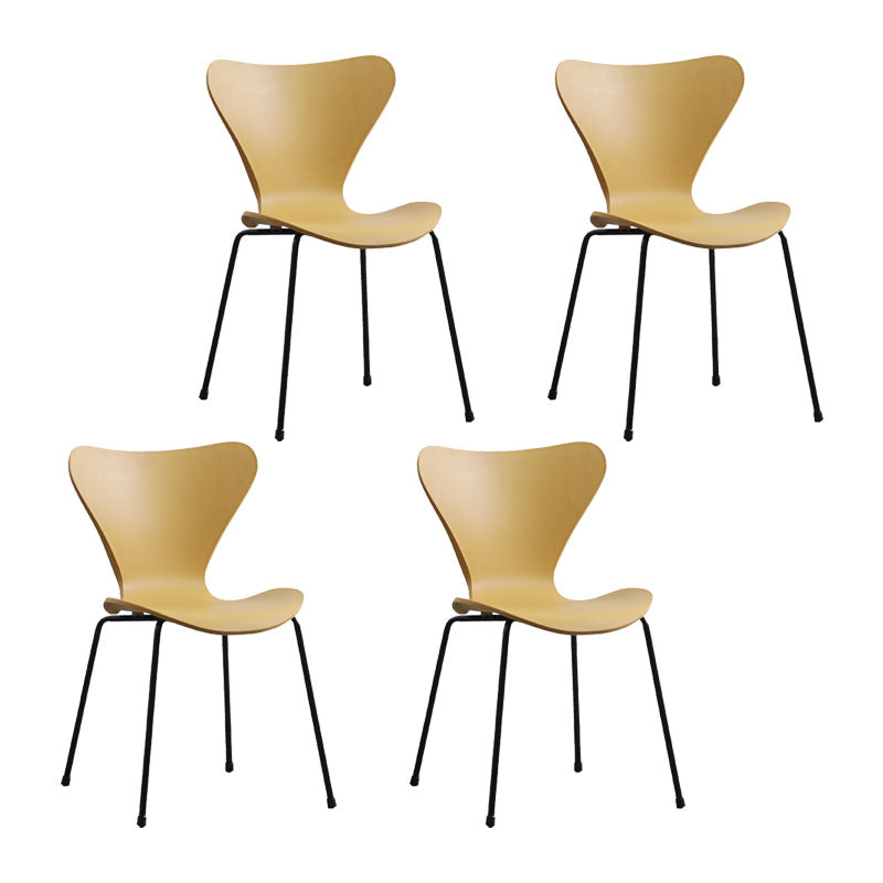 Home Wingback Dining Armless Chairs Indoor Dining Side Chairs with Metal Legs