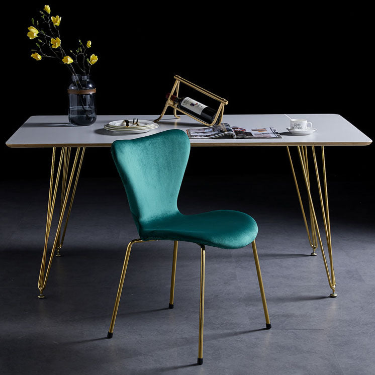 Home Wingback Dining Armless Chairs Indoor Dining Side Chairs with Metal Legs