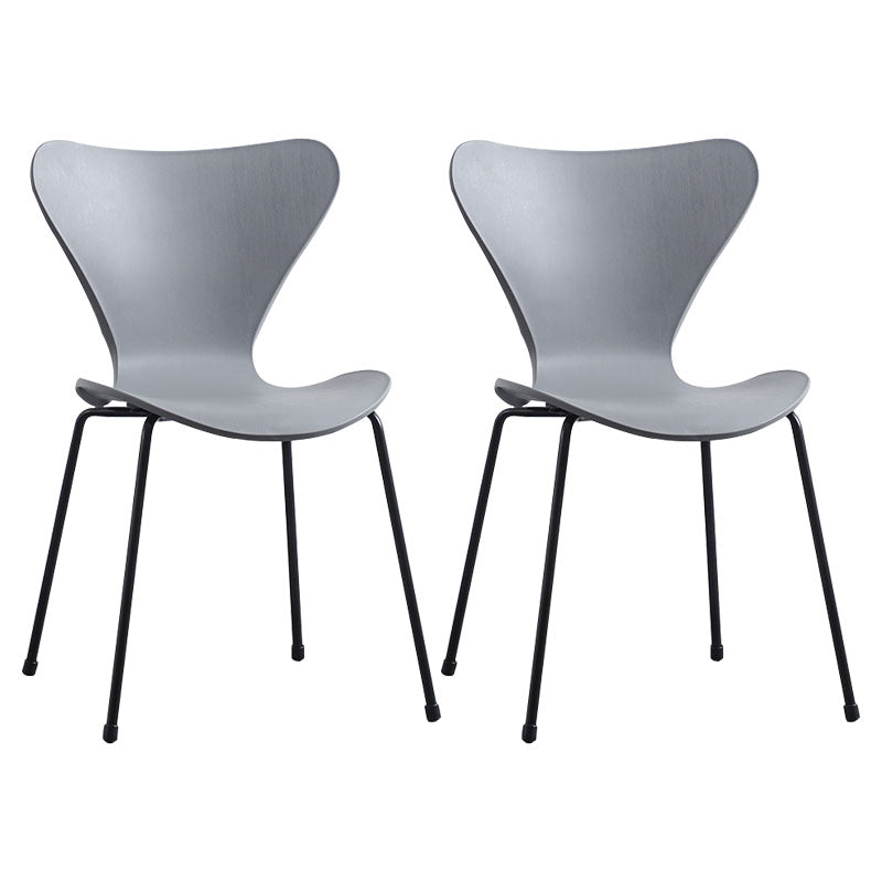 Home Wingback Dining Armless Chairs Indoor Dining Side Chairs with Metal Legs