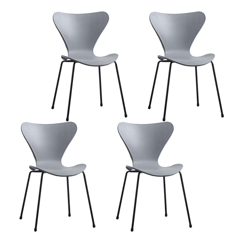 Home Wingback Dining Armless Chairs Indoor Dining Side Chairs with Metal Legs