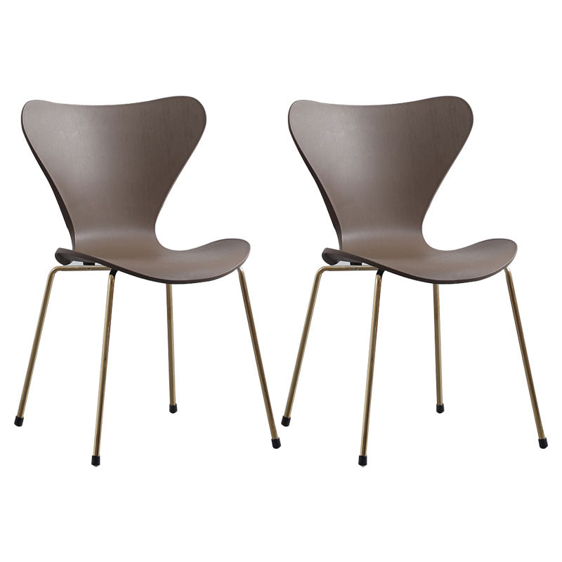 Home Wingback Dining Armless Chairs Indoor Dining Side Chairs with Metal Legs